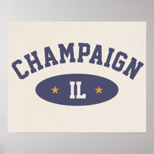Champaign, Illinois Vintage Athletic-Style Poster