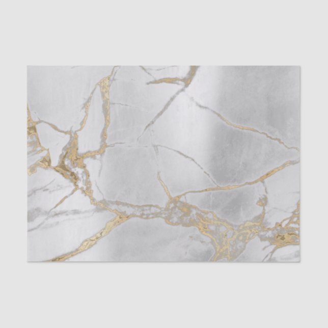Champaign Silver Grey Metallic  Marble Gold Tissue Paper (Front)