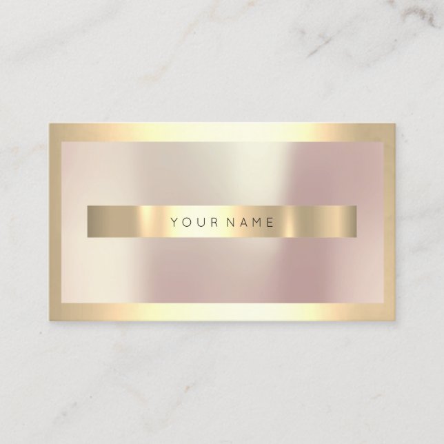 Champaigne Gold Frame Pearly Rose Gold Minimal Business Card (Front)