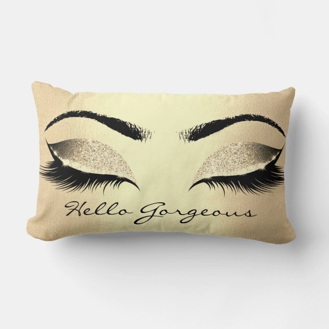Champaigne Gold Makeup Lashes Hello Gorgeous Lumbar Cushion (Front)