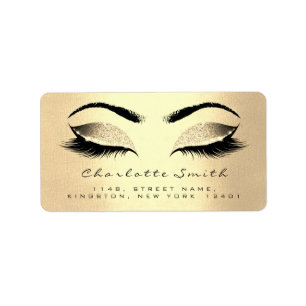Champaigne Gold Makeup Lashes Return Adress RSVP Label