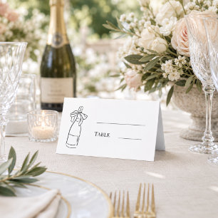 Champange bottle hand-drawn party place card