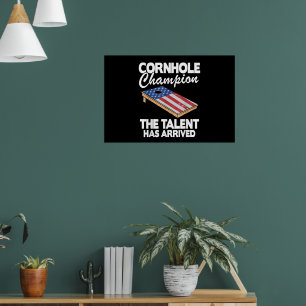Champion American Flag Board Funny Cornhole Poster