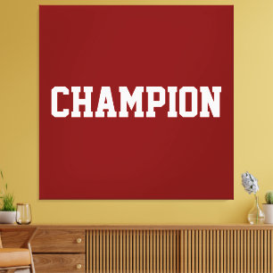 CHAMPION Athletic White Text On Bold Vintage Red Canvas Print