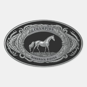 Champion Bareback Riding Rodeo Western Buckle   Oval Sticker