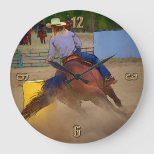 Champion Barrel Racer Rodeo Horse and Rider Large Clock