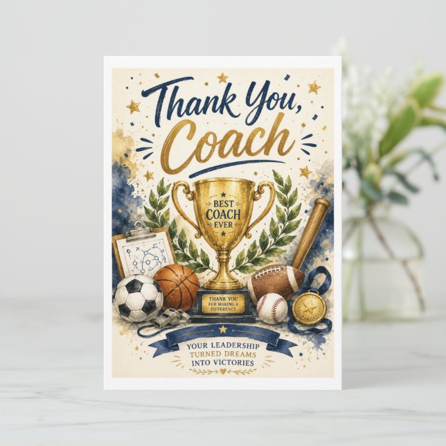 Champion Coach Thank You Trophy Card (Standing Front)