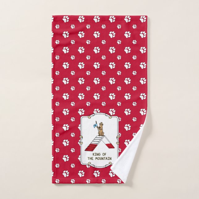 Champion king of the mountain dog agility funny bath towel set (Hand Towel)