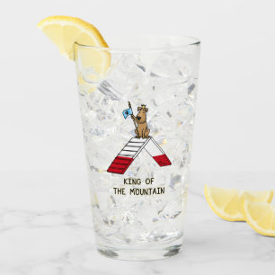 Champion king of the mountain dog agility funny glass