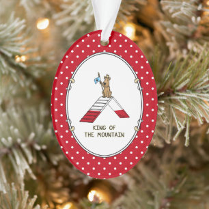 Champion king of the mountain dog agility funny ornament