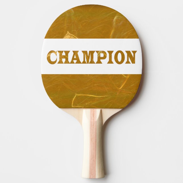 CHAMPION Red Rubber Back Golden Lotus Etched Foil Ping Pong Paddle (Front)