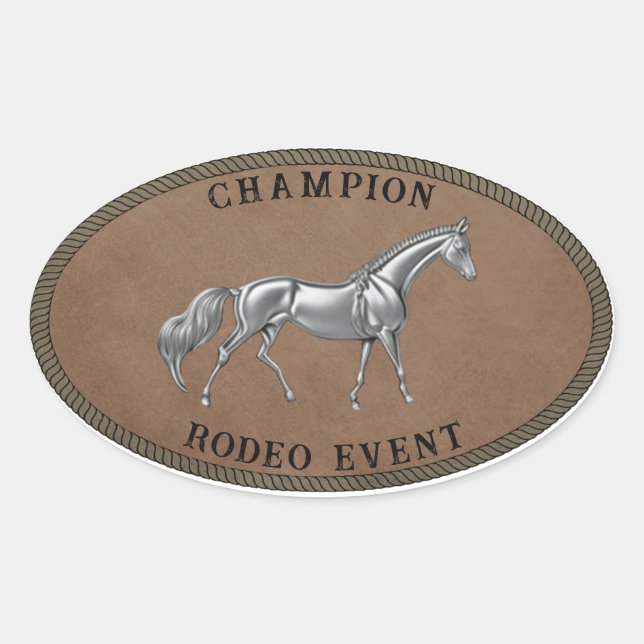 Champion Rodeo Event Country Western Personalise   Oval Sticker (Front)