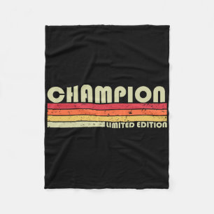 Champion Surname Funny Retro Vintage 80s Birthday Fleece Blanket