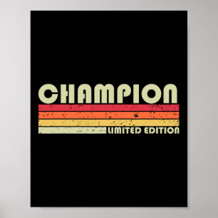 Champion Surname Funny Retro Vintage 80s Birthday  Poster