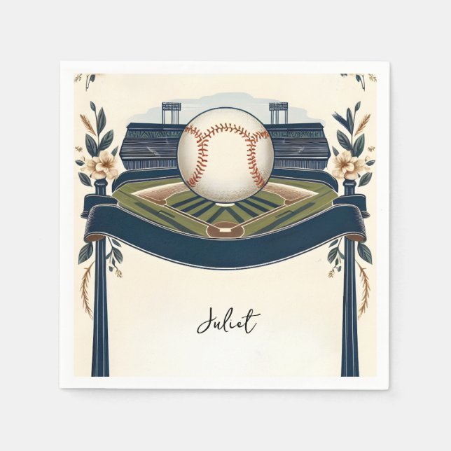 Champion Team Ball Field Baseball Bridal Shower Napkin (Front)