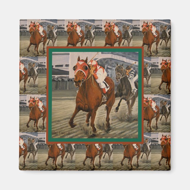 Champion Thorougbred Wins over Favored Horse Magnet (Front)