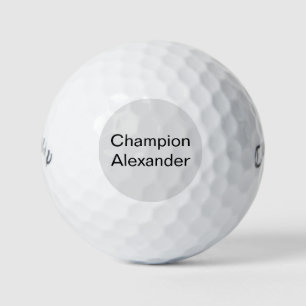 Champion with customisable name golf balls