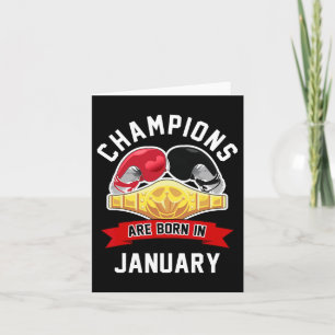 Champions Are Born In January Boxing Sport Birthda Card