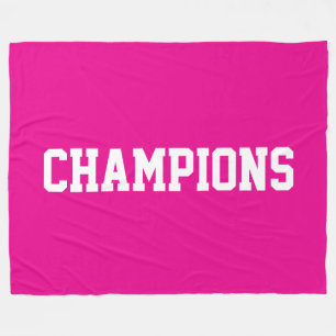 CHAMPIONS Athletic White Text On Bright Pink Fleece Blanket
