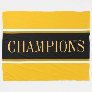 CHAMPIONS Bold Bright Yellow Black White Stripes Fleece Blanket