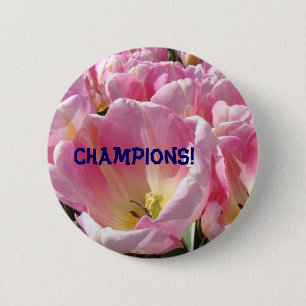 Champions! buttons Pink Tulip Flowers Floral