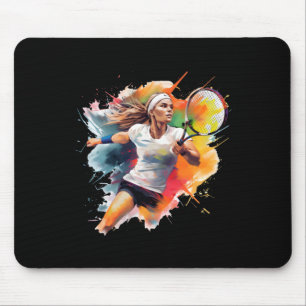 Champion's Focus – Female Tennis Player In Action Mouse Pad
