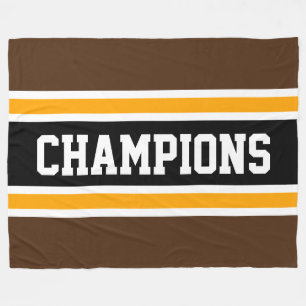 CHAMPIONS Fun Bold Deep Black Orange Stripes Fleece Blanket