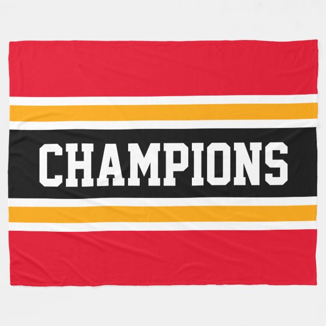 CHAMPIONS Fun Bright Red Black Yellow Stripes Fleece Blanket (Front (Horizontal))
