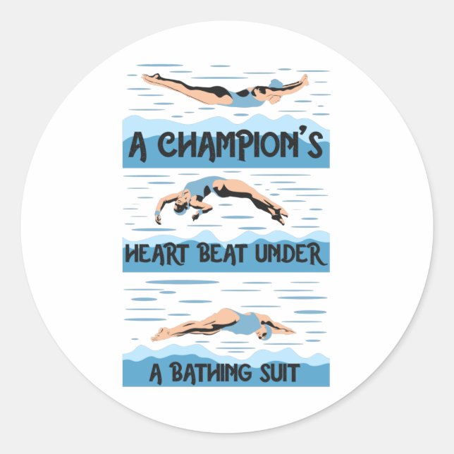 Champions Swimmer - Bathing Suit Classic Round Sticker (Front)