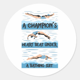 Champions Swimmer - Bathing Suit Classic Round Sticker