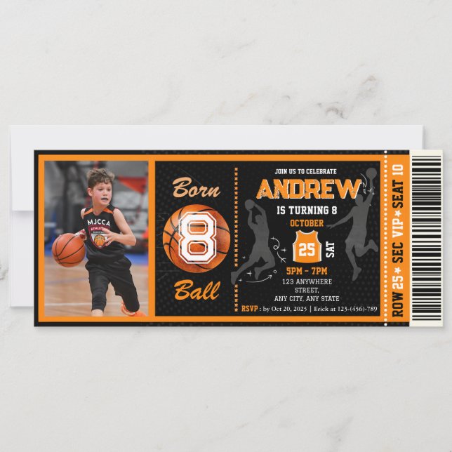 Championship Basketball Birthday Ticket with image Invitation (Front)