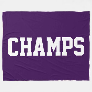 CHAMPS Athletic White Text On Sporty Deep Purple Fleece Blanket
