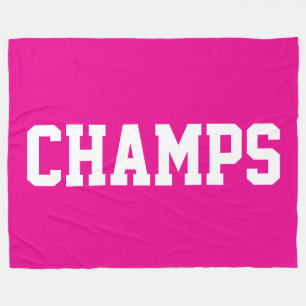 CHAMPS Bold Athletic White Text On Bright Pink Fleece Blanket