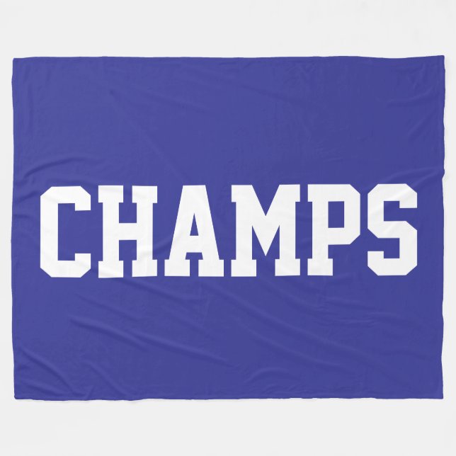CHAMPS Bold Athletic White Text On Deep Blue Fleece Blanket (Front (Horizontal))