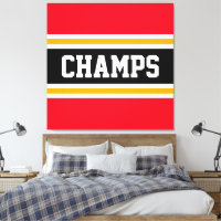 CHAMPS Bold Bright Red Black White Orange Stripes