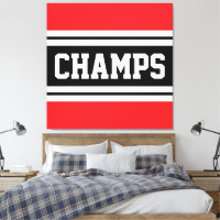 CHAMPS Bright Red Black White Racing Stripes