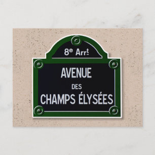 Champs Elysee Sign Post Card