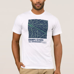 Champs-Élysées, 8th Arrondissment, Paris in Gree T-Shirt