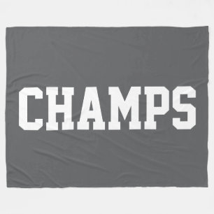 CHAMPS Fun Athletic White Text On Sporty Deep Gray Fleece Blanket