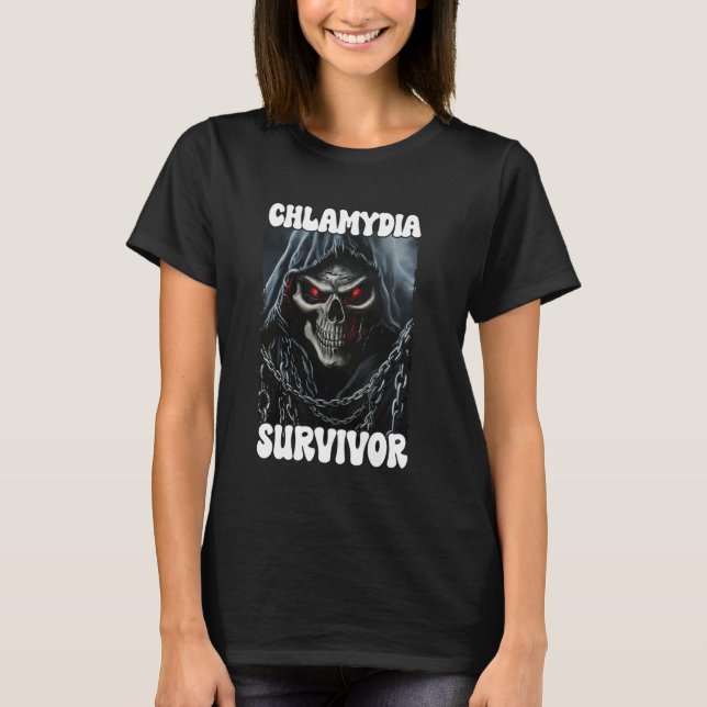 Chamydia Survivor Cringe Skeleton T-Shirt (Front)