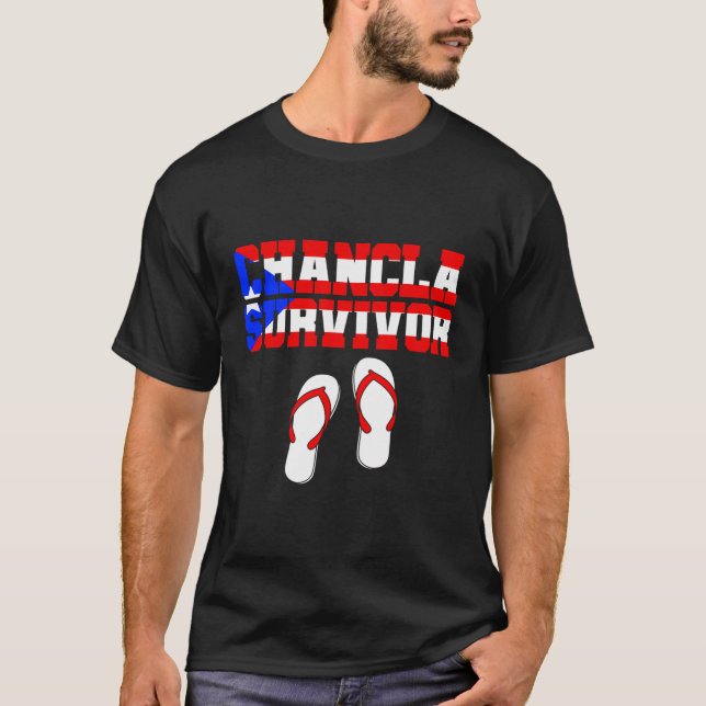 Chancla Survivor Puerto Rico Funny Spanish Joke Gi T-Shirt (Front)