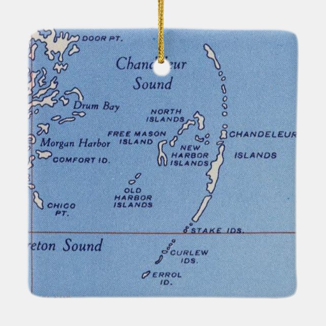 Chandeleur Islands Vintage Map Ceramic Ornament (Back)