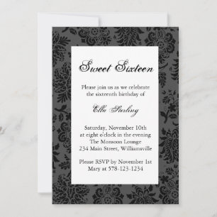 Chandelier and Damask Birthday Invitation