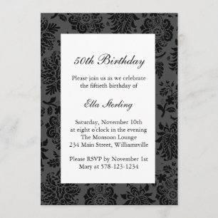 Chandelier and  Damask Birthday Invitation