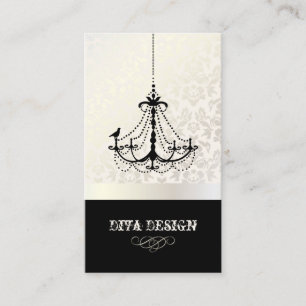 Chandelier + Baroque damask /pearl + bisque Business Card