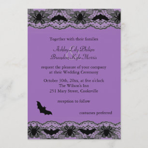 Chandelier & Bats Wedding Invitation