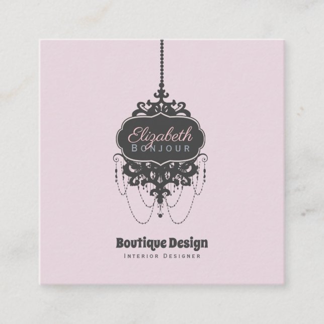Chandelier Chic (Change Colour) - Square Business Card (Front)