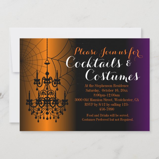 Chandelier Cocktail Costumes Adult Halloween Party Invitation (Front)