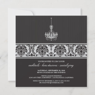 Chandelier Cocktail Party Invite (black/silver)