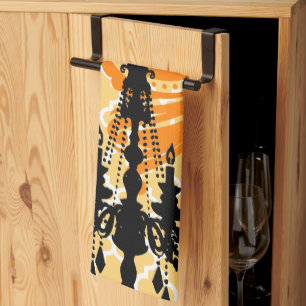 Chandelier Damask Moroccan Tile Tea Towel